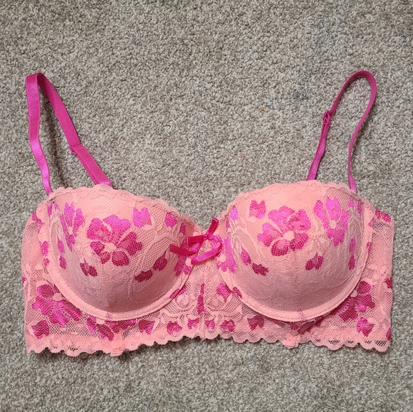 Pink Lace Bralette Bustier Bra Top - Picture 1 of 4